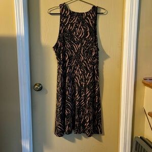 ATHLETA Plus XL Black Green Peach Sporty Animal Print Jersey Tank Dress. Soft!